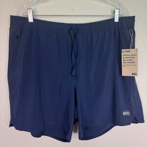 REI Active Pursuits Shorts Mens XL Athletic Gym Unlined UPF 50 NEW Blue 7"